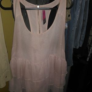 Sheer Peach/Pink Racerback Tank Top Sz 3X